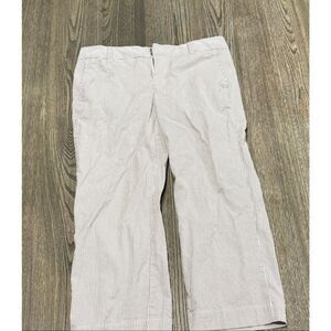 Gap Womens Wide Leg Pants Mid Rise Cotton Blend Stretch Stripe White Brown Sz 6